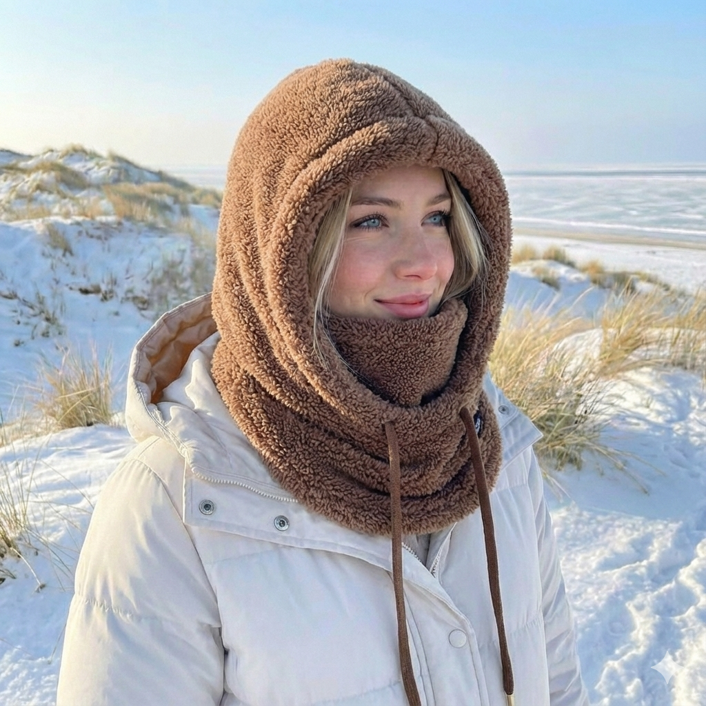Dikke Fleece Sjaal met Cap – Warm – Voor Koude Dagen