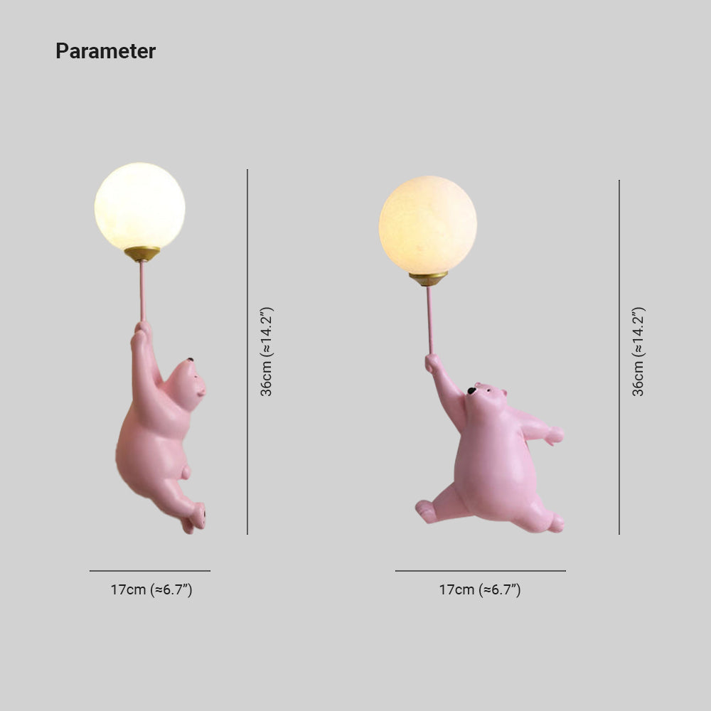 Wandlamp – Schattige Beer met Luchtballon – Voor Kinderkamer