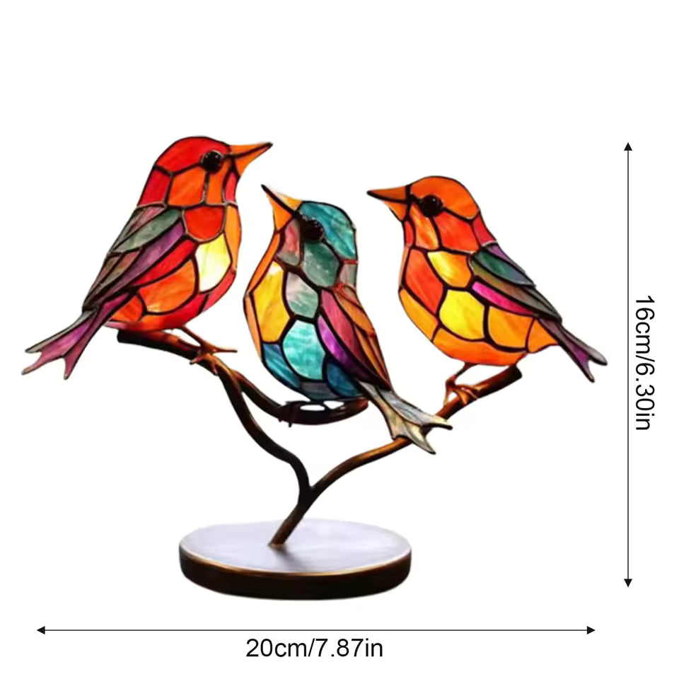 Kleurige Vogelbeeld – Gebeitst Metaalontwerp – Gedetailleerd handwerk – Voor interieurdecoratie