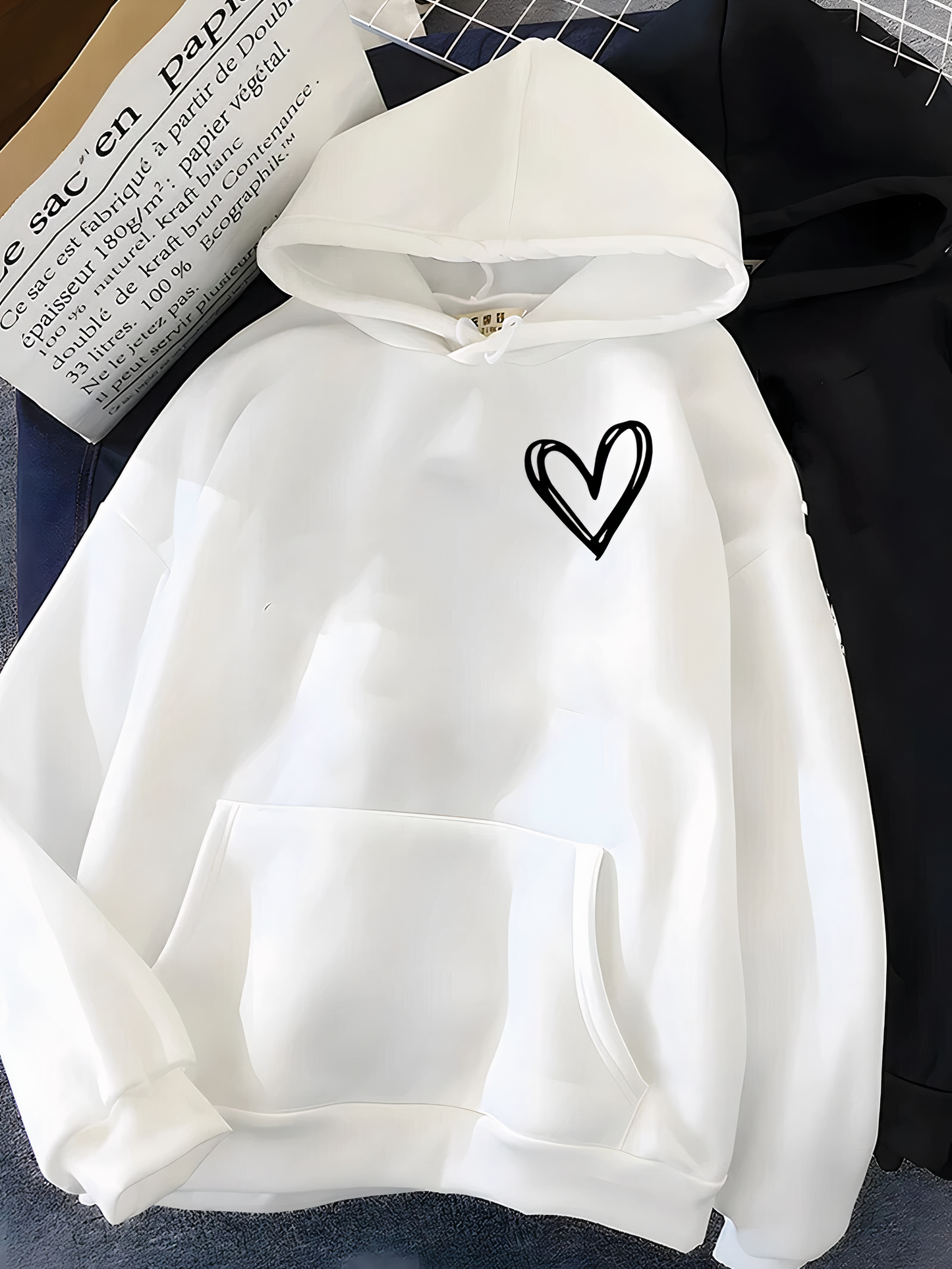 Hoodie Dames – Hart Print – Zachte stof – Voor casual outfits