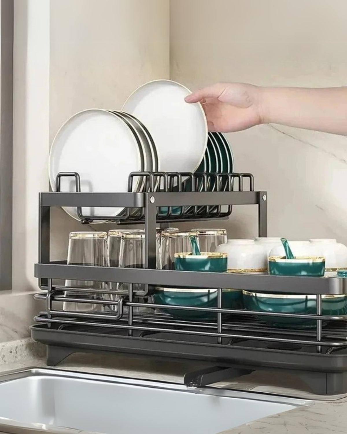 Droogrek voor borden – Luxe Afwasdroogrek met Slimme Organisatie