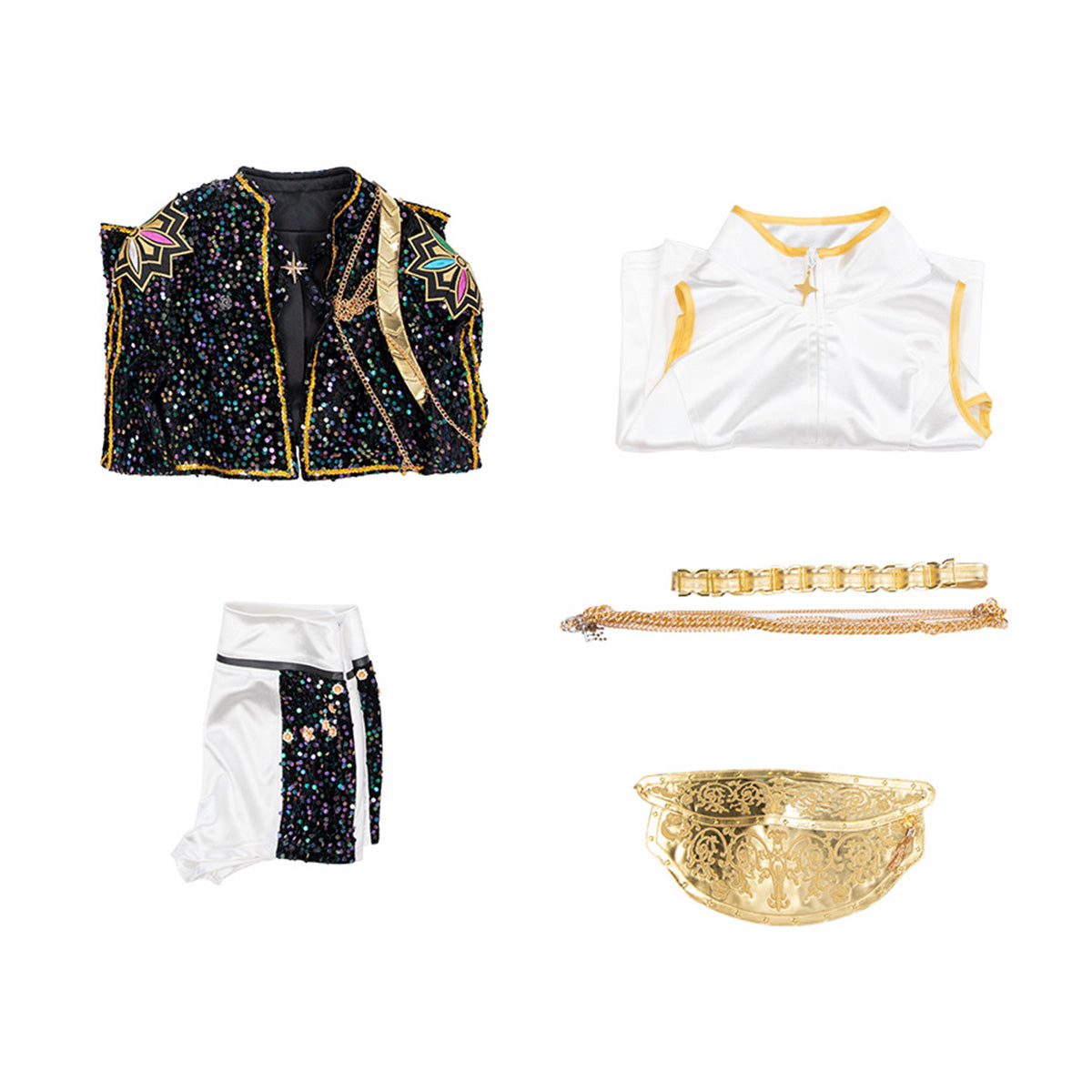 Glitter Halloween kostuum voor meisjes – zwart-gouden details – voor feest