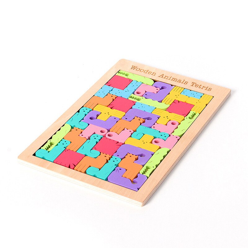 Houten Dieren Tetris – Educatief Puzzelspel – Voor Kinderen