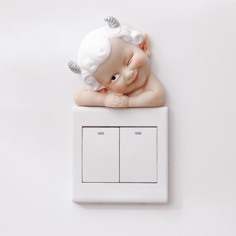 Snoezige wanddecoratie voor lichtschakelaar – kindfiguur – voor woonkamer of kinderkamer