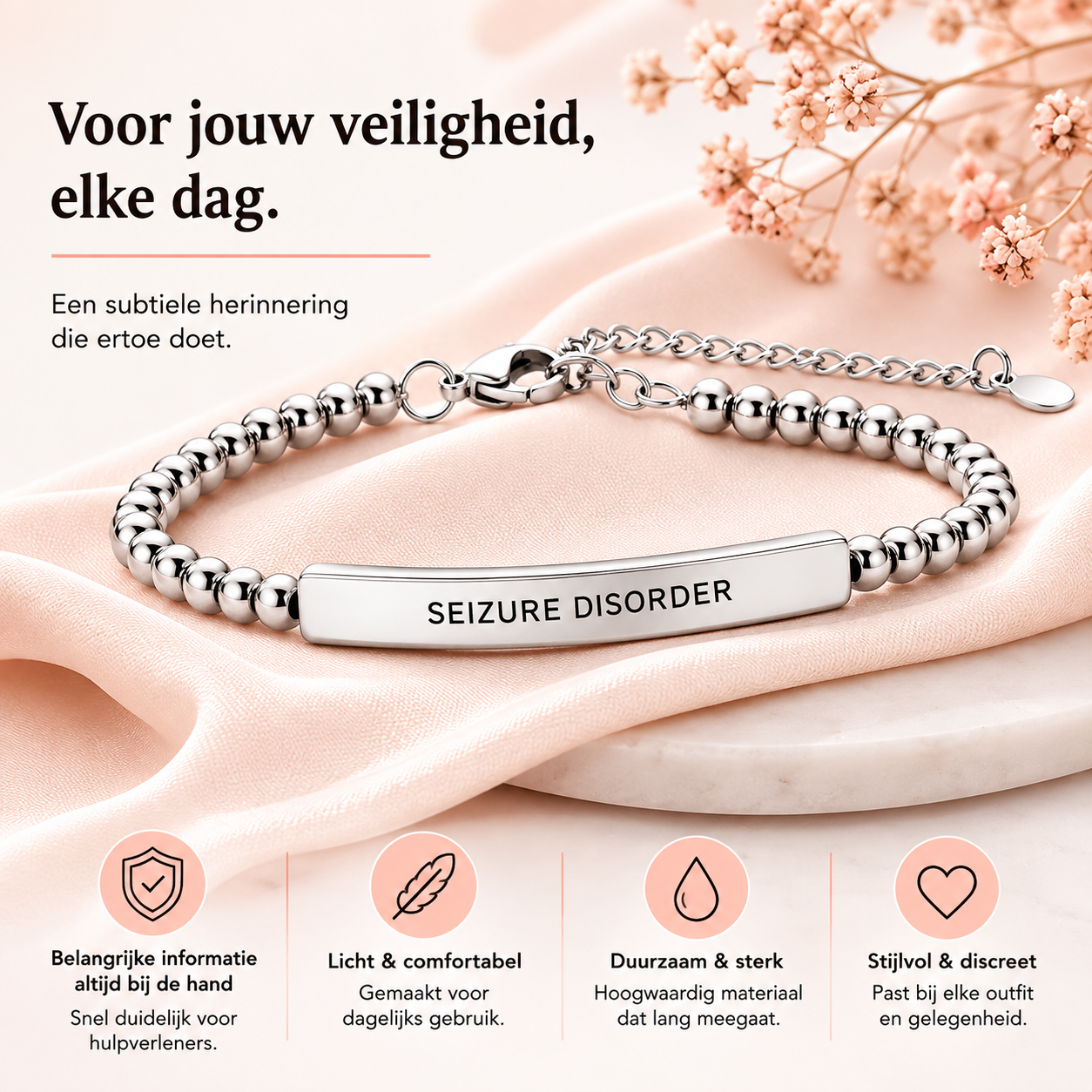 Fittershape Custom Engraved Medical Alert Bracelet – met eigen tekst