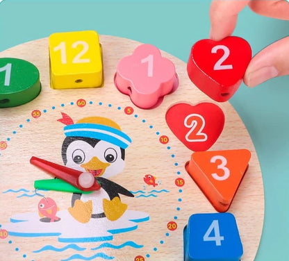 Educatief Houten Klok – Leerspel voor Kinderen – Met Kleurige Vormen