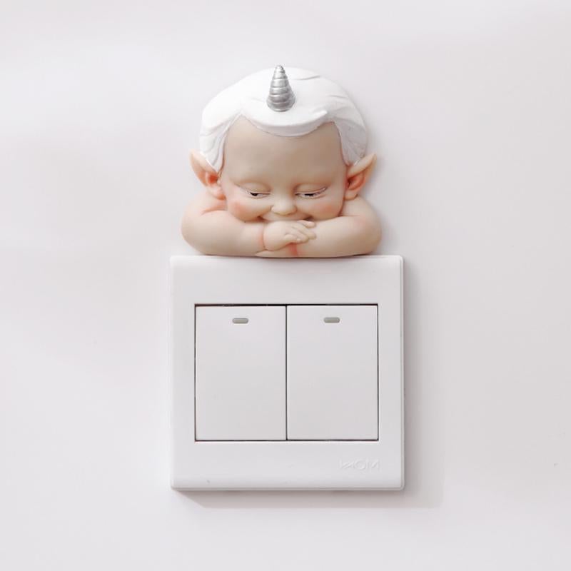 Snoezige wanddecoratie voor lichtschakelaar – kindfiguur – voor woonkamer of kinderkamer