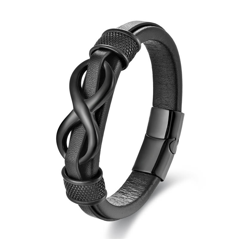 Fittershape Endless Knot Armband – titanium staal & leer