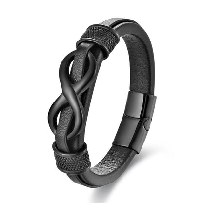 Fittershape Endless Knot Armband – titanium staal & leer