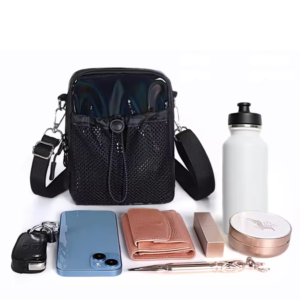 Transparant Crossbody Tasje – Waterafstotend Materiaal – Mesh Voorvak
