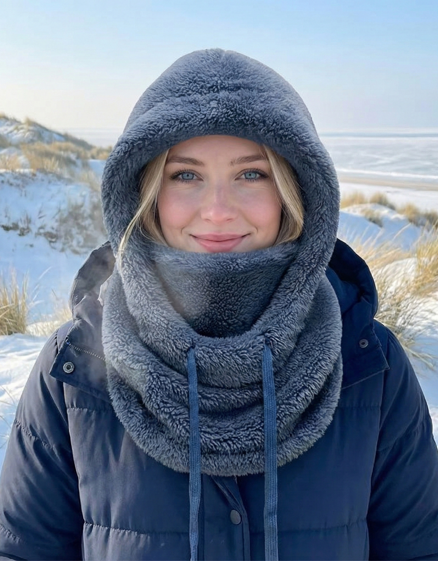 Dikke Fleece Sjaal met Cap – Warm – Voor Koude Dagen