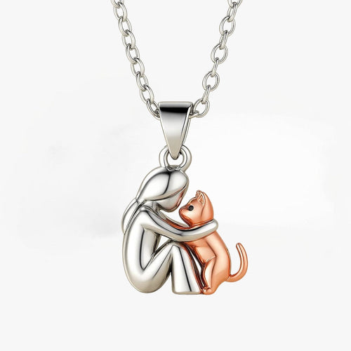 Hanger – Vrouw en Hond – Zilver en Roze Goud – Voor Huisdierenliefhebbers