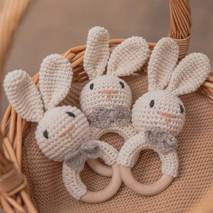 Pluche rammelaar – hondenhoofd – zachte speeltje – voor baby's
