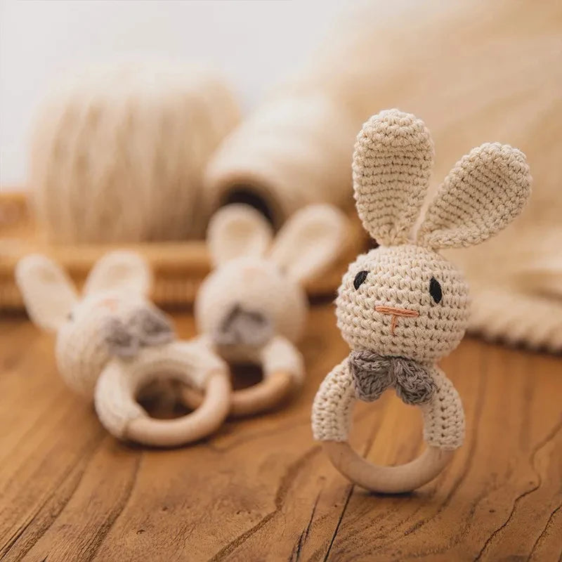 Pluche rammelaar – hondenhoofd – zachte speeltje – voor baby's