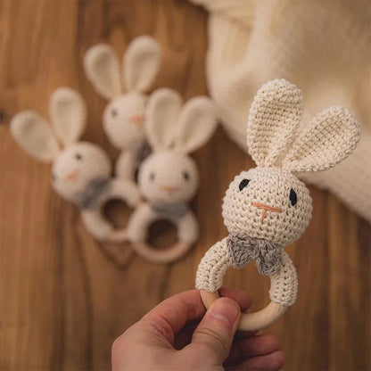 Pluche rammelaar – hondenhoofd – zachte speeltje – voor baby's