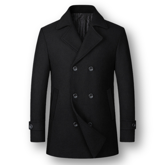 Zwarte Peacoat – Dubbelbreasted – Voor Mannen