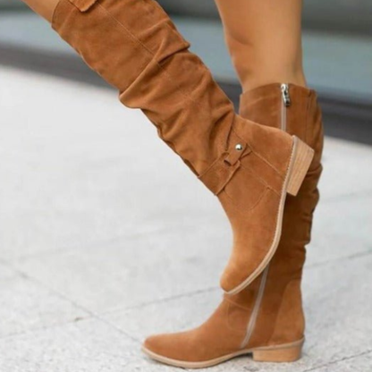 Suède Hoge Laarzen – Met Rits – Voor Dames