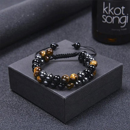 Heren Armband – Kralen van Tiger Eye en Hematiet – Voor Modebewuste Mannen