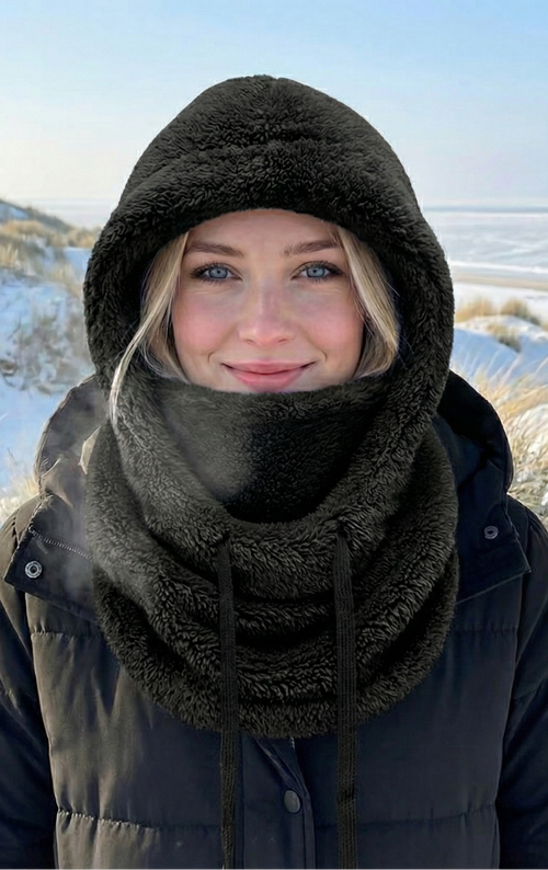 Dikke Fleece Sjaal met Cap – Warm – Voor Koude Dagen
