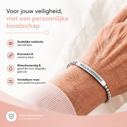 Fittershape Custom Engraved Medical Alert Bracelet – met eigen tekst
