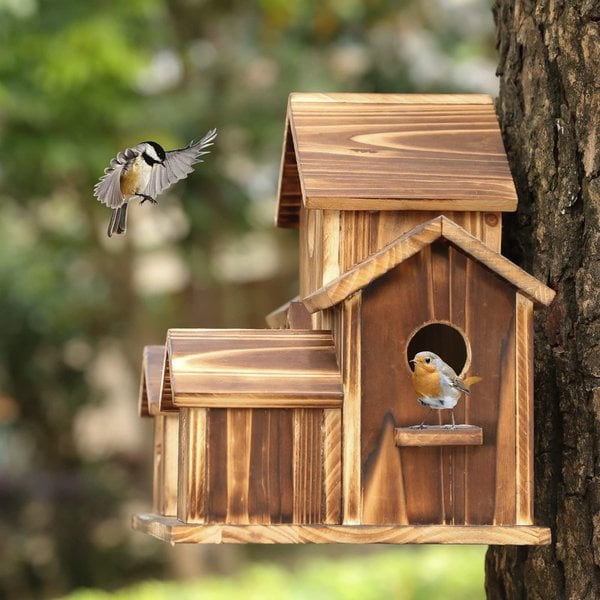 Vogelhuis – Houten – Meerdere Ingangen – Voor in de Tuin