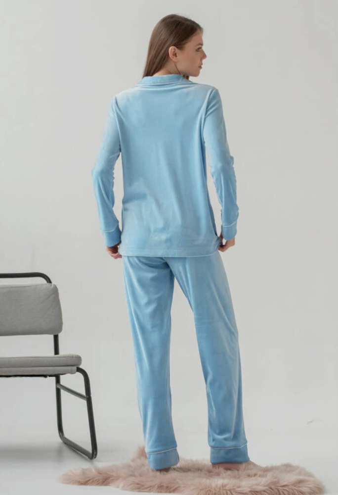 Dames 2-Delige Pyjama Set - Knopen Shirt met Broek