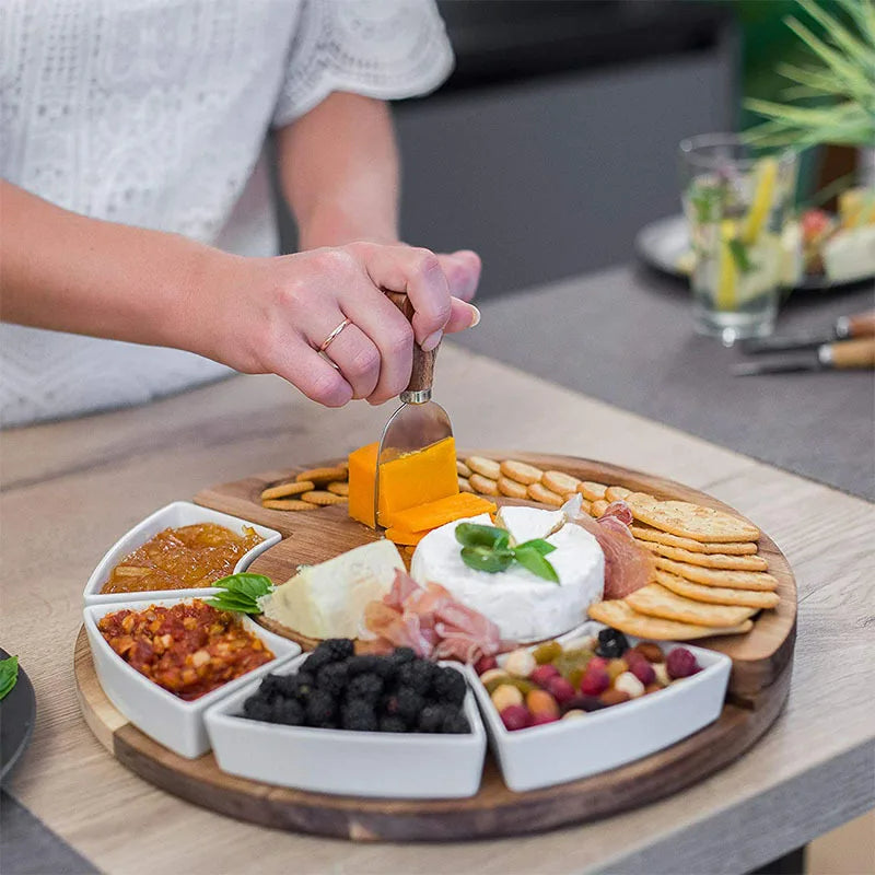 Cheeseplank – Houten schaal – Inclusief bakjes – Voor snacks