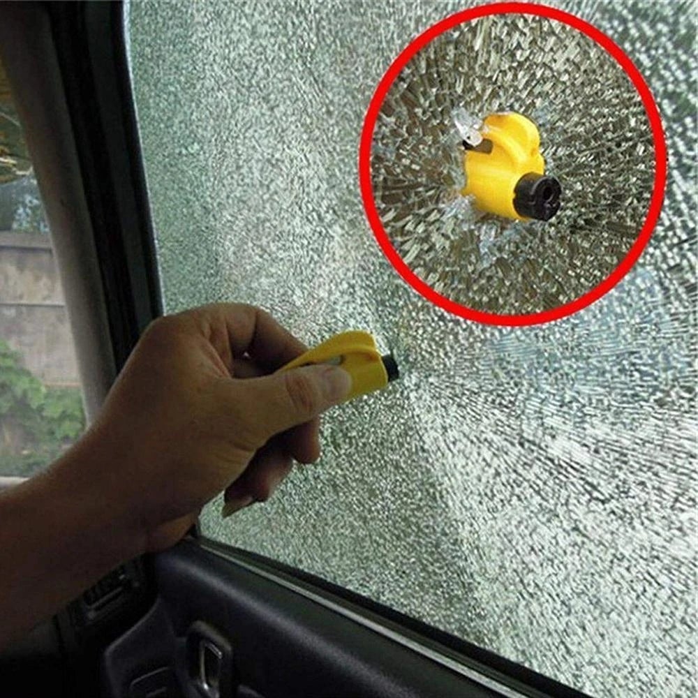 3-in-1 noodhamer sleutelhanger – veiligheidshamer, gordelsnijder, ruitverbreker – voor voertuigen