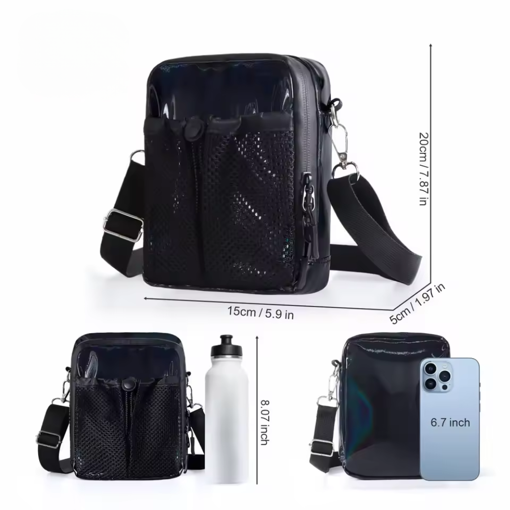Transparant Crossbody Tasje – Waterafstotend Materiaal – Mesh Voorvak