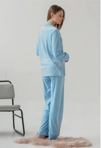 Dames 2-Delige Pyjama Set - Knopen Shirt met Broek