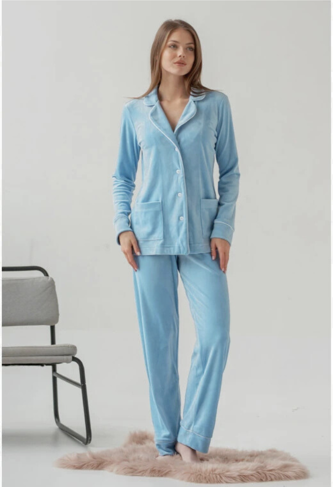 Dames 2-Delige Pyjama Set - Knopen Shirt met Broek