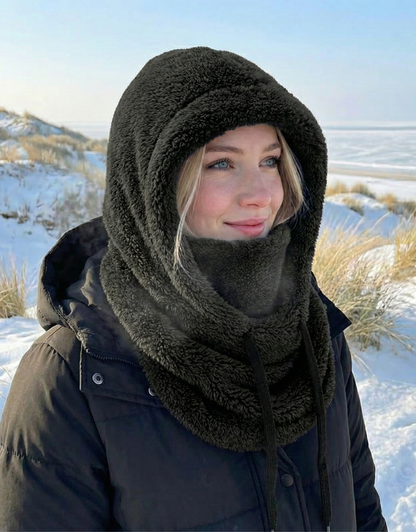 Dikke Fleece Sjaal met Cap – Warm – Voor Koude Dagen
