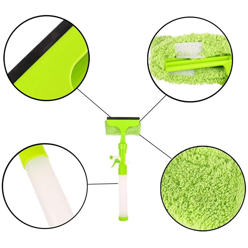 3-in-1 raamreinigingsgereedschap – met sproeifunctie, doek en wisser – voor ramen