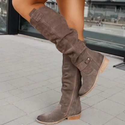 Suède Hoge Laarzen – Met Rits – Voor Dames