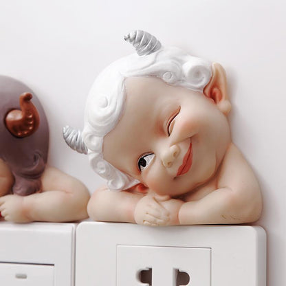Snoezige wanddecoratie voor lichtschakelaar – kindfiguur – voor woonkamer of kinderkamer