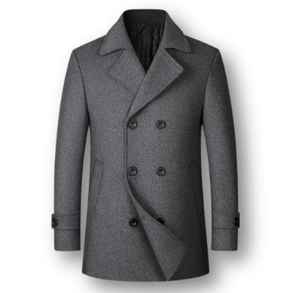 Zwarte Peacoat – Dubbelbreasted – Voor Mannen