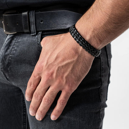 Fittershape Premium Leren Armband – RVS magnetische sluiting