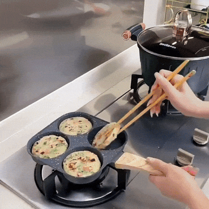 Koekenpan met 4 Compartimenten – Non-stick Coating – Voor Eieren en Pannenkoeken