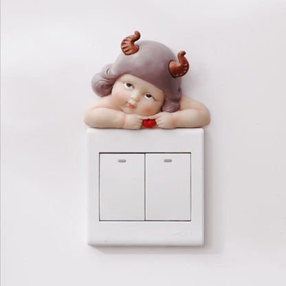 Snoezige wanddecoratie voor lichtschakelaar – kindfiguur – voor woonkamer of kinderkamer