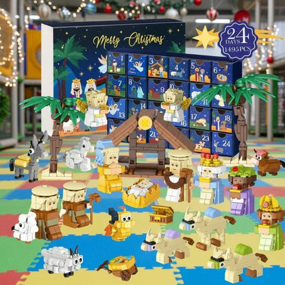 Kerst Adventskalender – 24 Deurtjes – Bouwbare Figuren Set