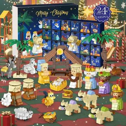 Kerst Adventskalender – 24 Deurtjes – Bouwbare Figuren Set