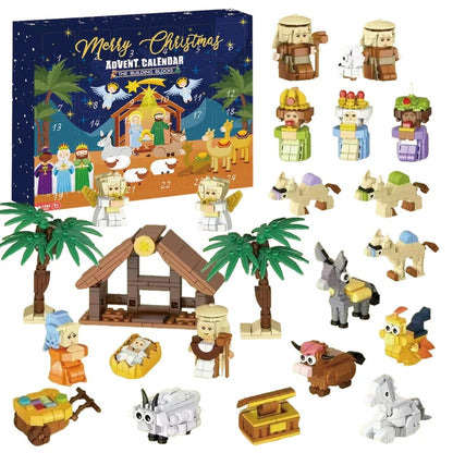 Kerst Adventskalender – 24 Deurtjes – Bouwbare Figuren Set