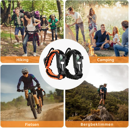 Survival Armband – Multifunctioneel – Paracord – Met Kompas, Fluitje en Schraper