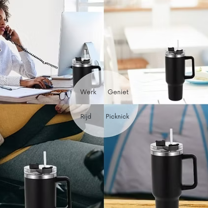 Thermosbeker – Dubbelwandig – Met Handgreep – Voor Dranken