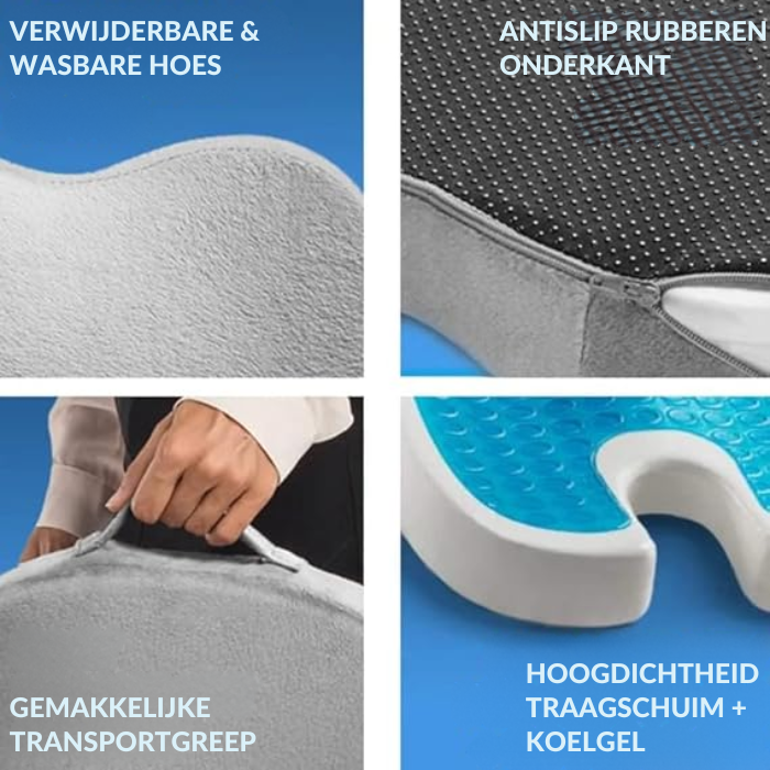 Ergonomisch Zitkussen – Gel- en Memory Foam – Voor Comfort en Ondersteuning