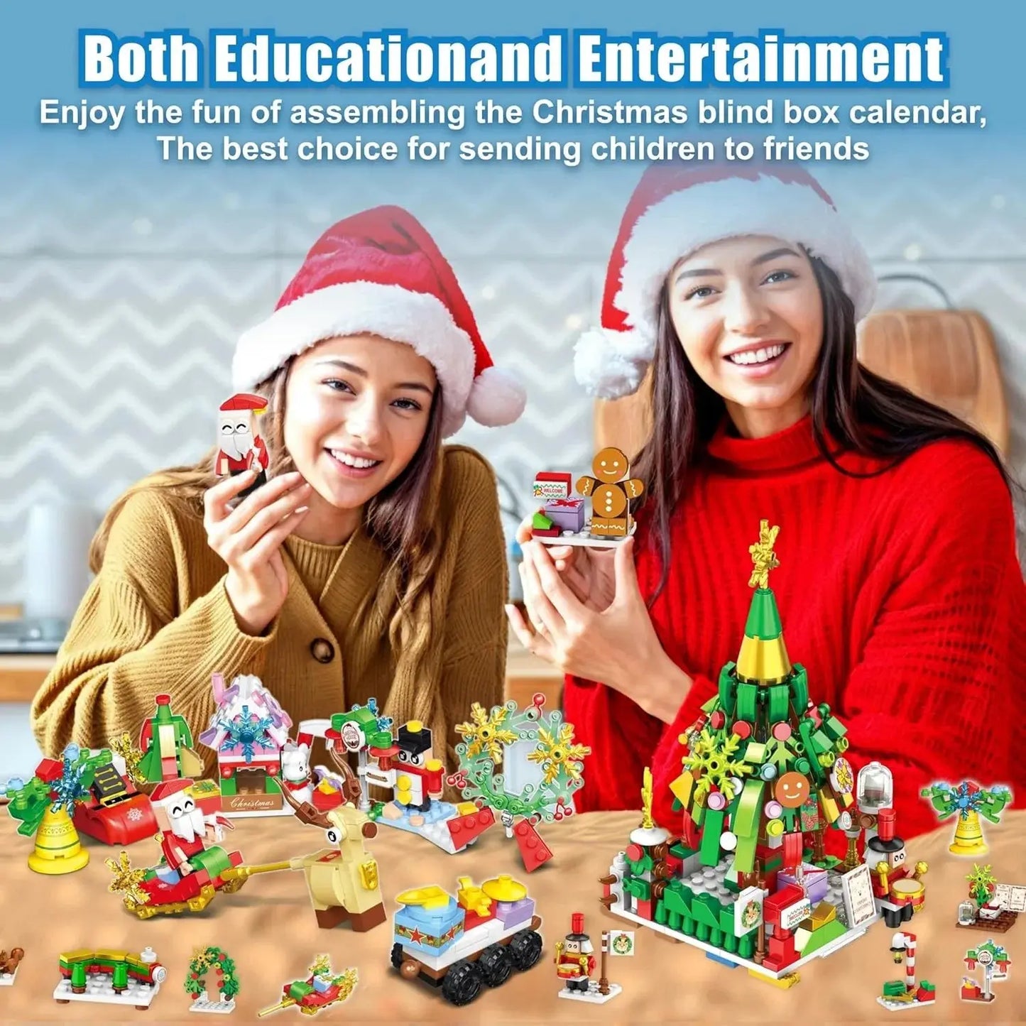 Adventskalender – 24-delige bouwset – Kerstboom & speelfiguren – Voor kinderen