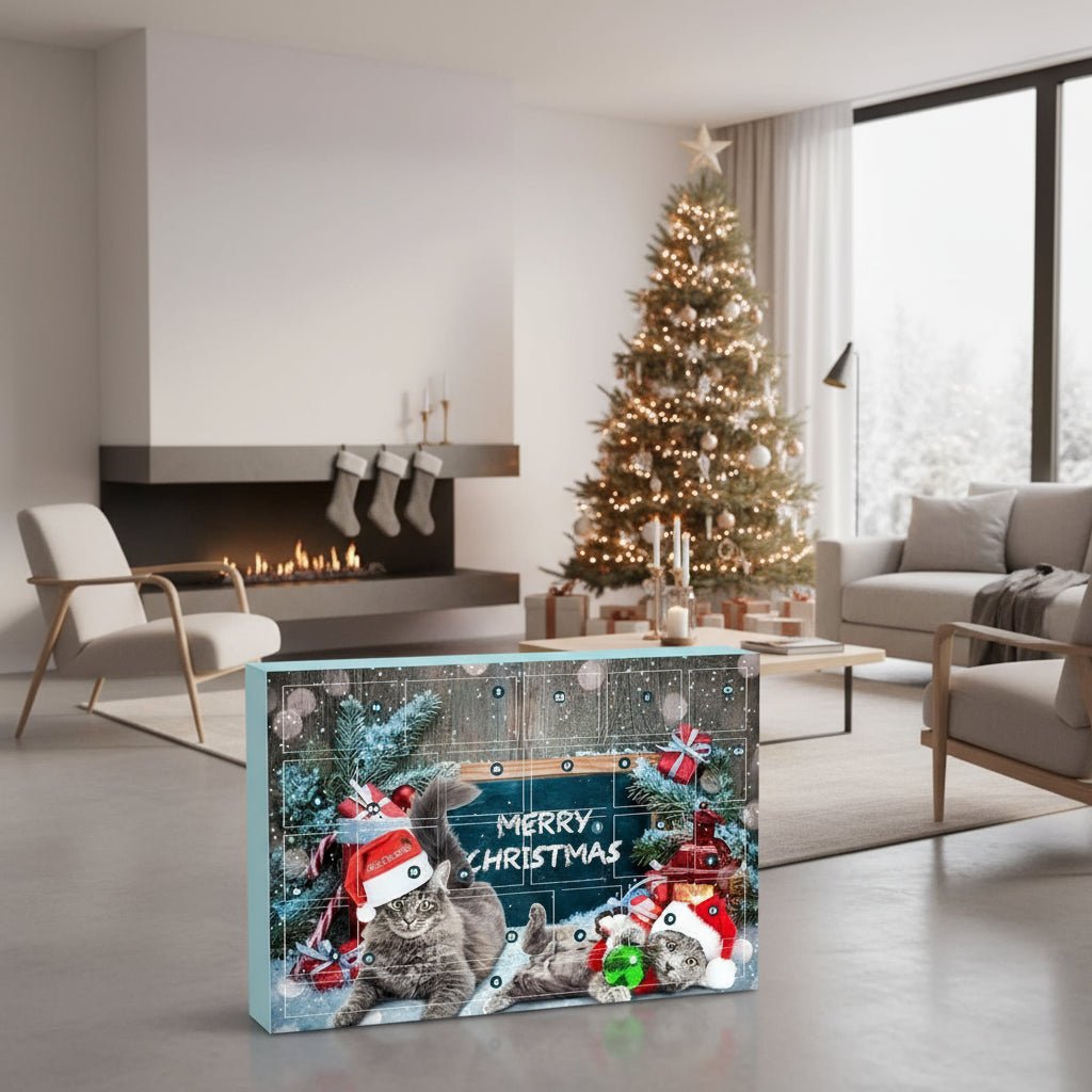 Kerst Adventskalender – 24 Deurtjes – Feestelijk Ontwerp met Katten