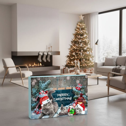 Kerst Adventskalender – 24 Deurtjes – Feestelijk Ontwerp met Katten