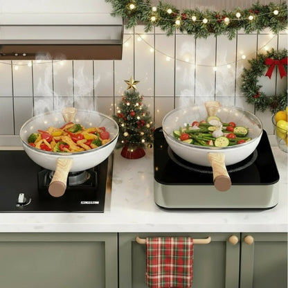 Wokpan met Houten Handvat – Non-stick Coating – Voor Roerbakken en Koken