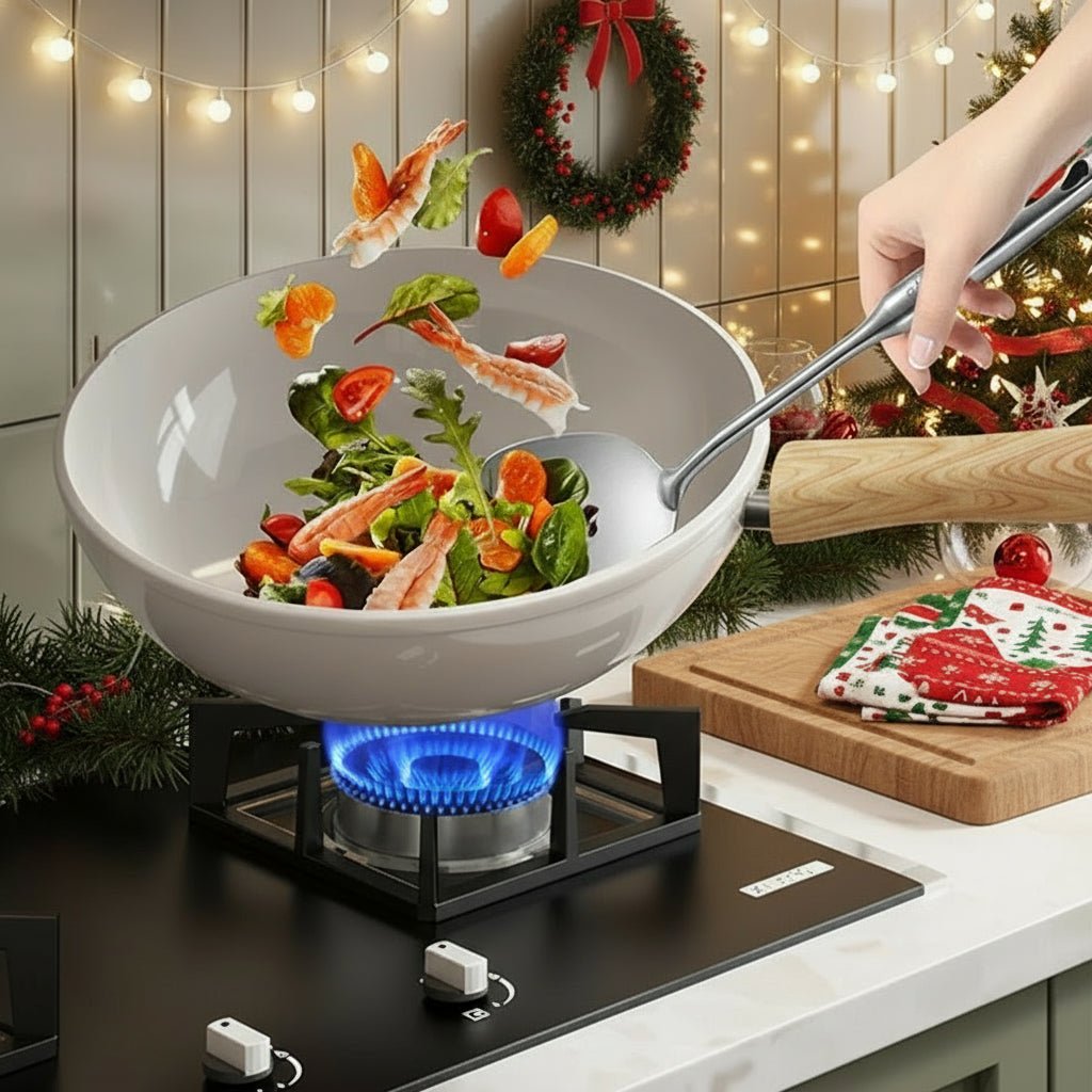 Wokpan met Houten Handvat – Non-stick Coating – Voor Roerbakken en Koken